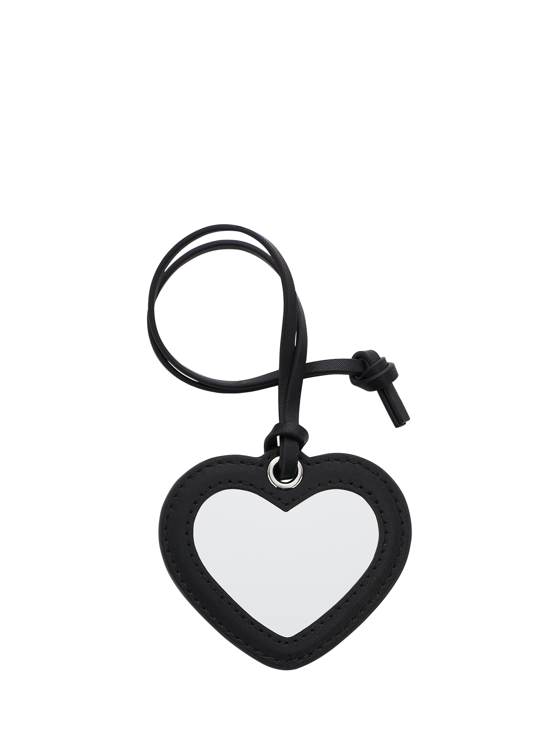 Product image 3 of 3, which shows Marc Jacobs Leather Heart Mirror Bag Charm, Black