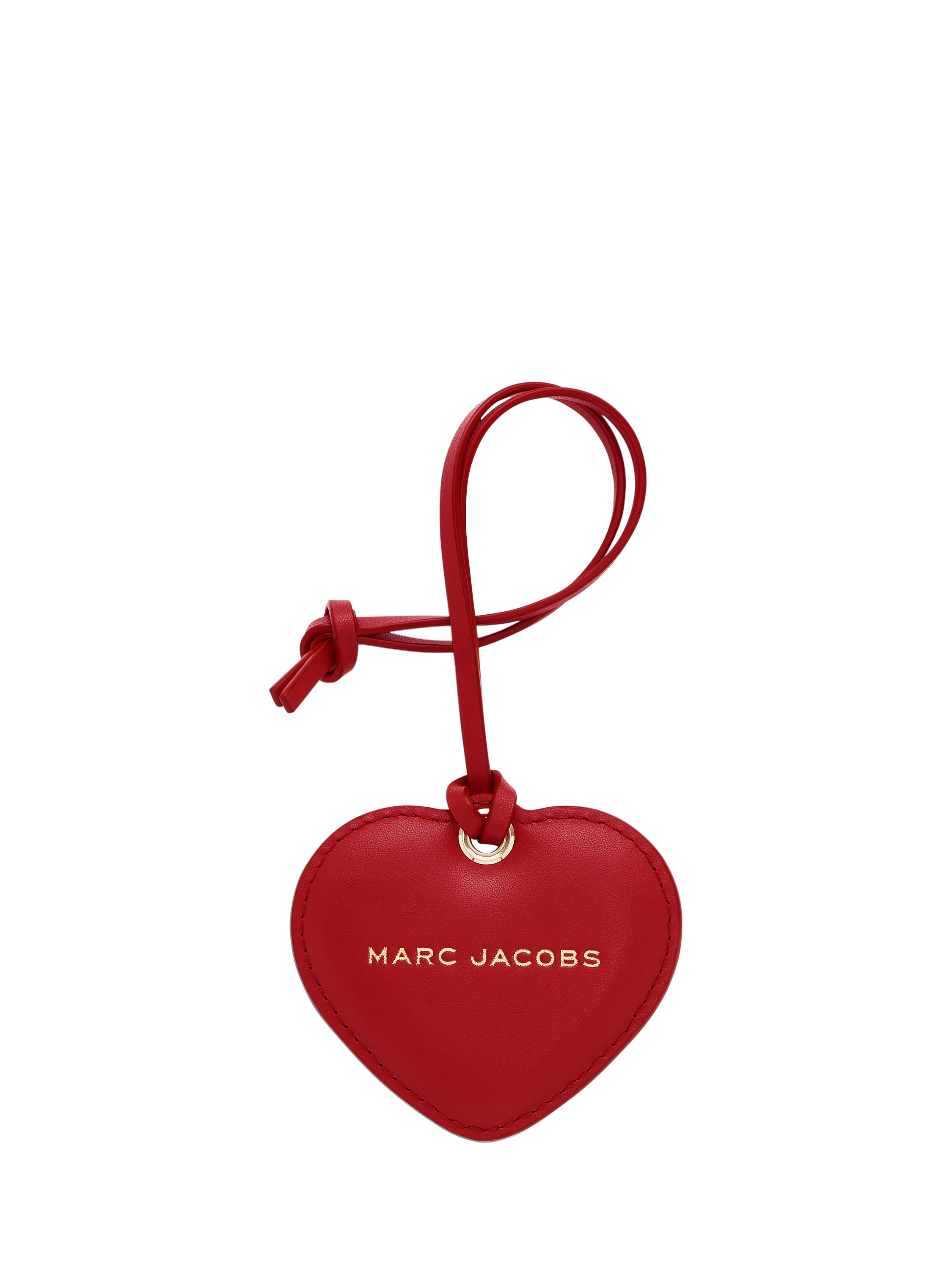 Product image 1 of 3, which shows Marc Jacobs Leather Heart Mirror Bag Charm, True Red