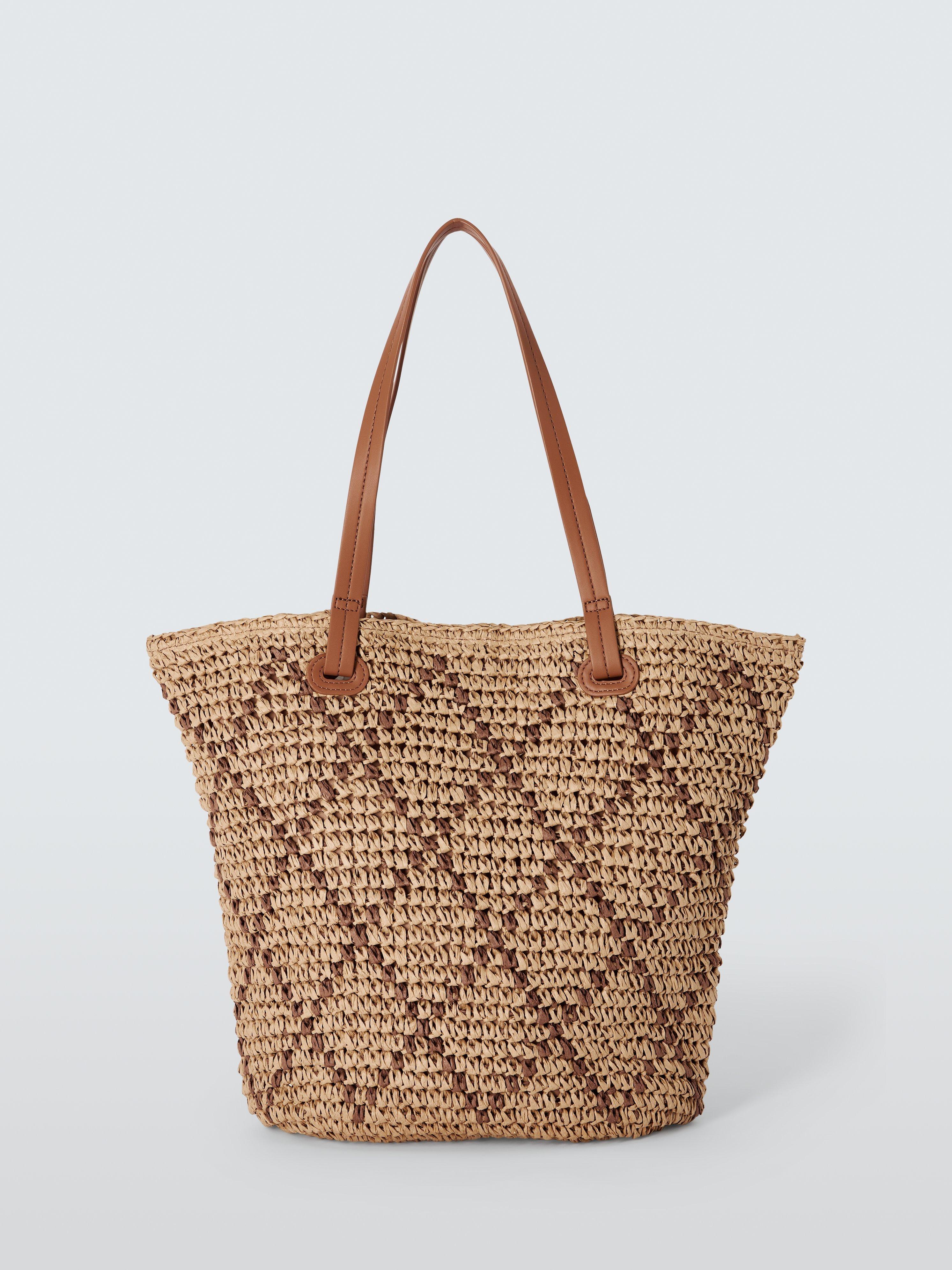Product image 1 of 6, which shows John Lewis Raffia Shopper Bag, Natural