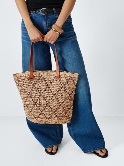 John Lewis Raffia Shopper Bag, Natural - view 2, Natrual