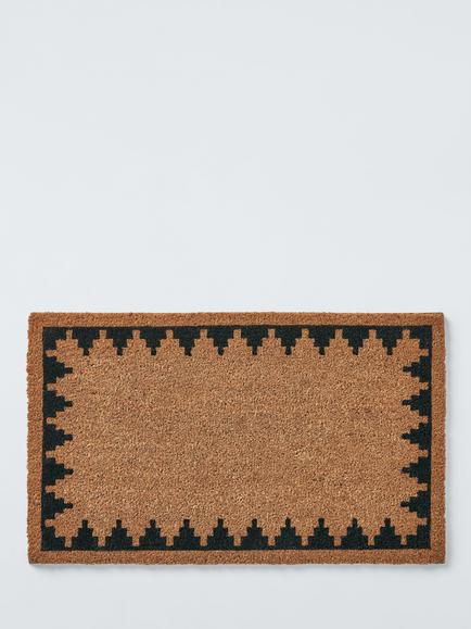 John Lewis Chevron Border Door Mat, Black, Black