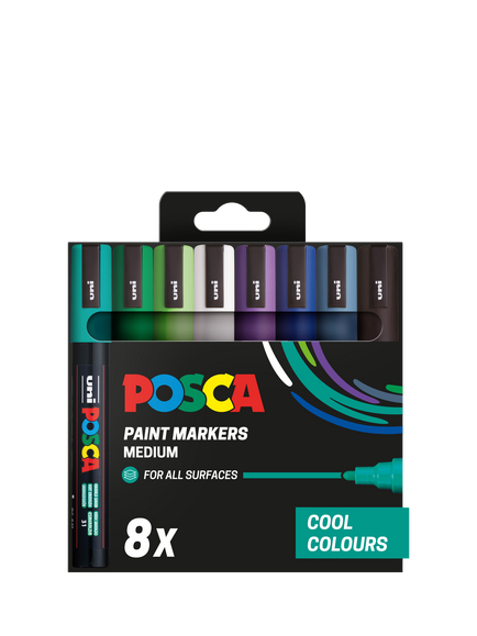 POSCA Medium Paint Marker Pens, Pack of 8, Multi, Multi