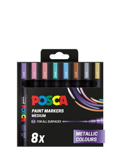POSCA Medium Metallic Paint Markers, Pack of 8, Multi