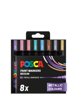 POSCA Medium Metallic Paint Markers, Pack of 8, Multi, Multi