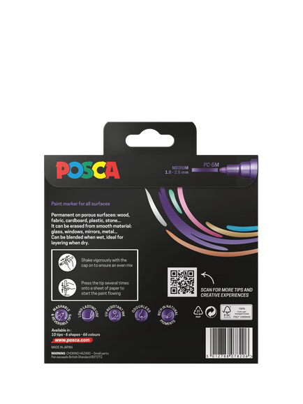 POSCA Medium Metallic Paint Markers, Pack of 8, Multi - view 2, Multi