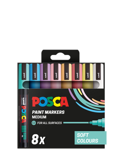 POSCA Medium Soft Colours Paint Marker Pens, Pack of 8, Multi, Multi