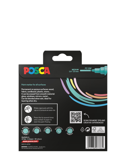 POSCA Medium Soft Colours Paint Marker Pens, Pack of 8, Multi - view 2, Multi