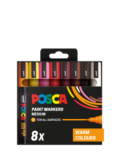 POSCA Medium Warm Tones Paint Marker Pens, Set of 8, Multi