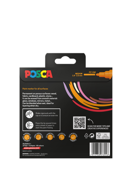 POSCA Medium Warm Tones Paint Marker Pens, Set of 8, Multi - view 2, Multi
