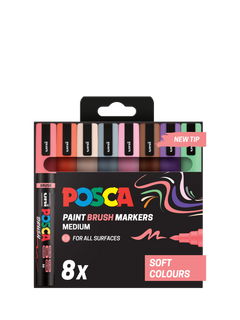 POSCA Medium Soft Colours Paint Marker Pens, Pack of 8, Multi