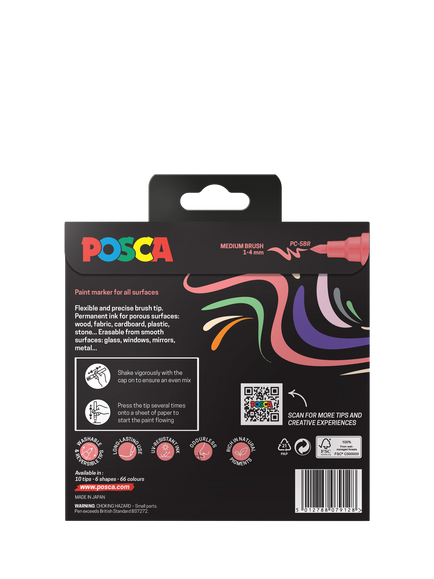 POSCA Medium Soft Colours Paint Marker Pens, Pack of 8, Multi - view 2, Multi