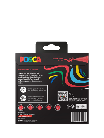 POSCA Medium Standard Colours Paint Marker Pens, Pack of 8, Multi - view 2, Multi
