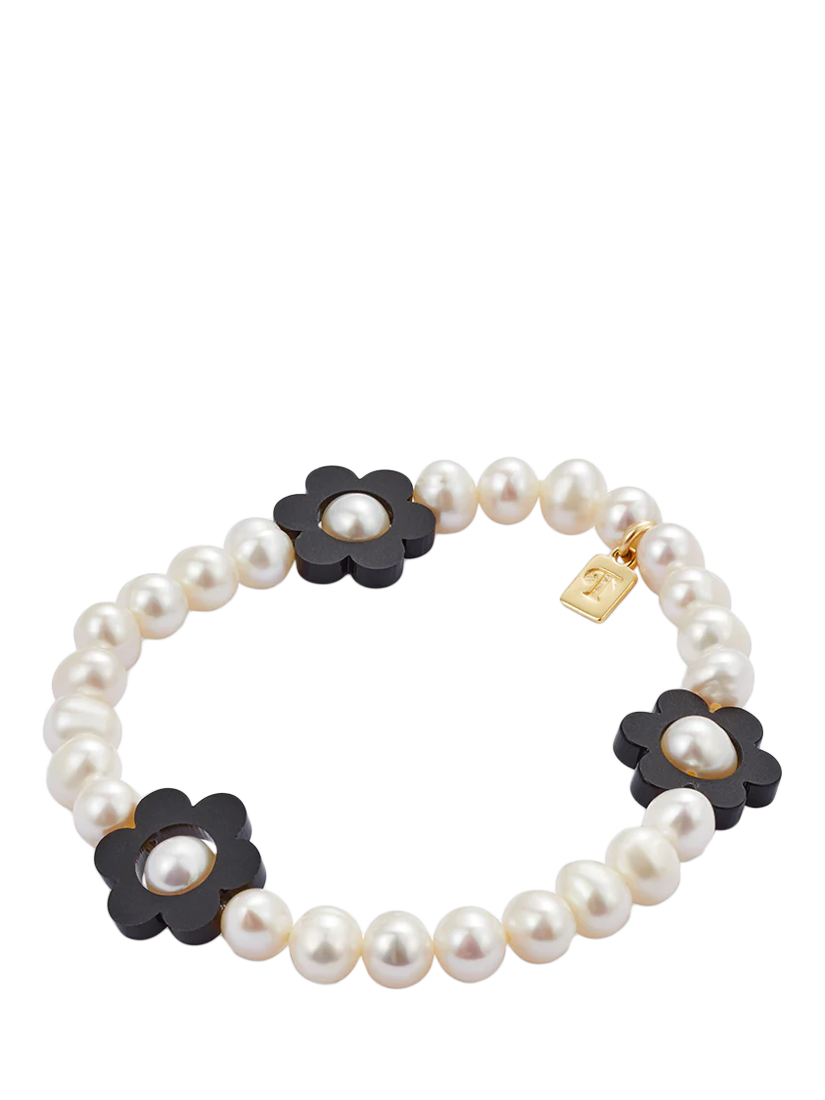 Product image 2 of 3, which shows Toolally Flower Pearl Bracelet, White/Black