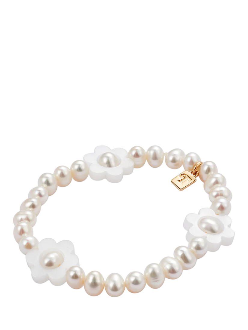 Product image 2 of 4, which shows Toolally Flower Pearl Bracelet, White