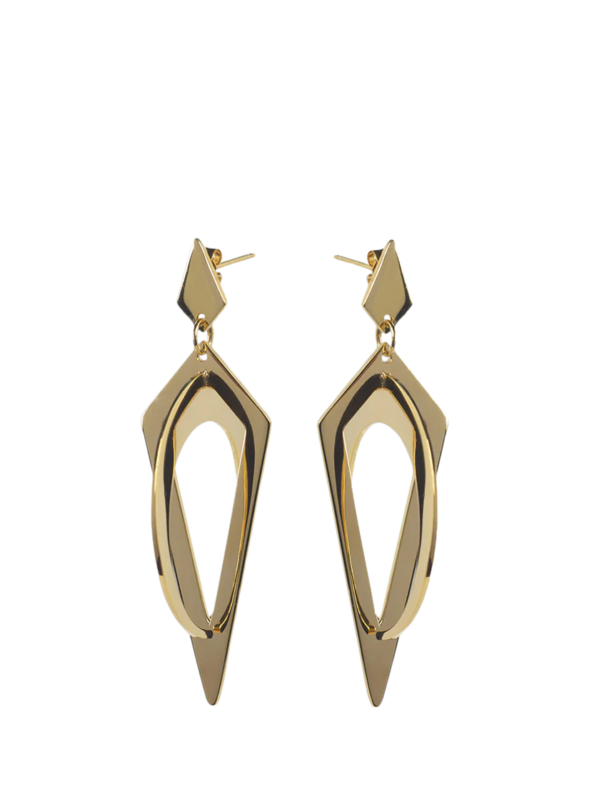 Product image 1 of 4, which shows Toolally Crescent Hoop Earrings, Gold