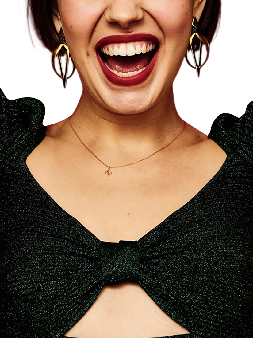 Product image 2 of 4, which shows Toolally Crescent Hoop Earrings, Gold