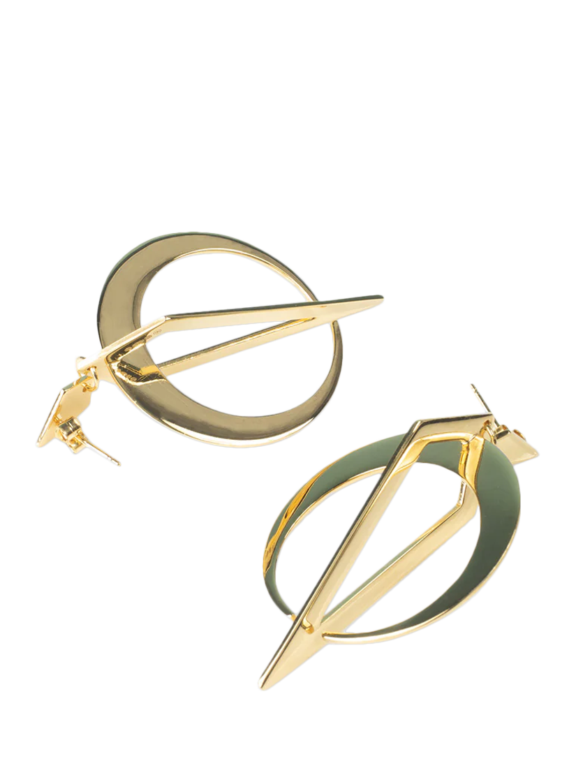 Product image 3 of 4, which shows Toolally Crescent Hoop Earrings, Gold