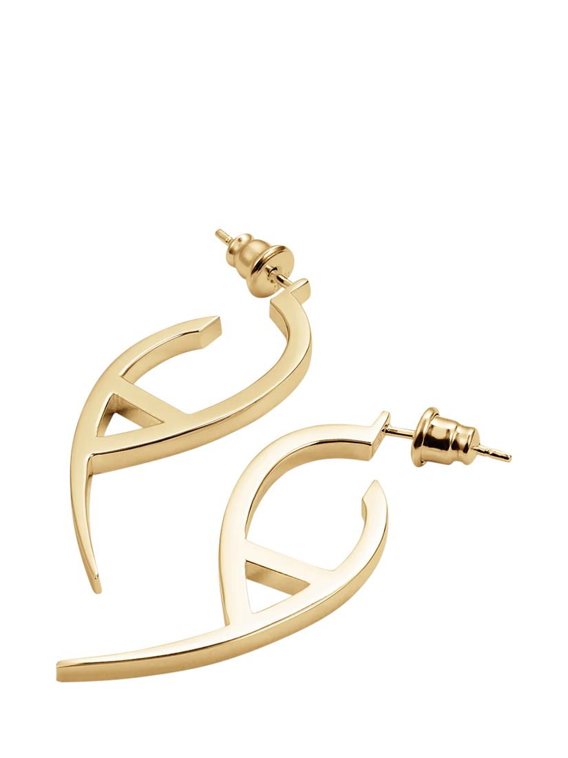 Product image 2 of 2, which shows Toolally Flick Hoop Earrings, Gold