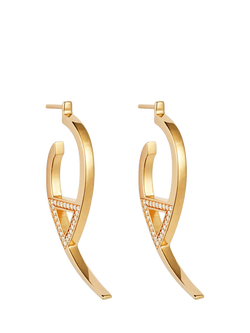 Toolally Flick Cubic Zirconia Hoop Earrings, Gold, Gold