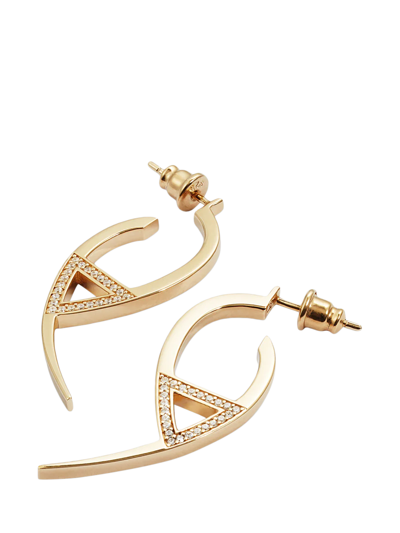 Product image 2 of 4, which shows Toolally Flick Cubic Zirconia Hoop Earrings, Gold