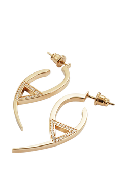 Toolally Flick Cubic Zirconia Hoop Earrings, Gold - view 2, Gold