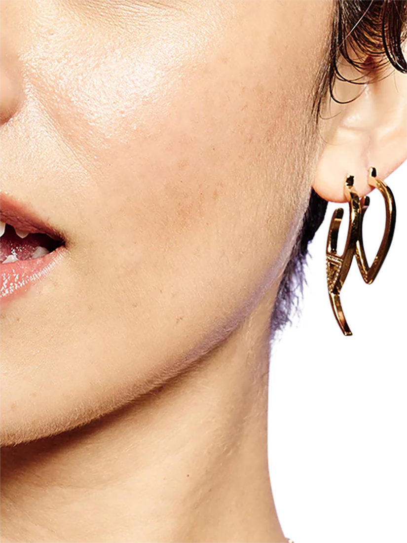 Product image 4 of 4, which shows Toolally Flick Cubic Zirconia Hoop Earrings, Gold