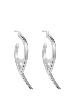 Toolally Flick Hoop Earrings, Silver