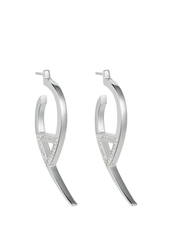 Toolally Flick Cubic Zirconia Hoop Earrings, Silver, Silver