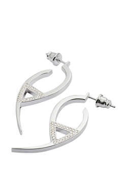 Toolally Flick Cubic Zirconia Hoop Earrings, Silver - view 2, Silver