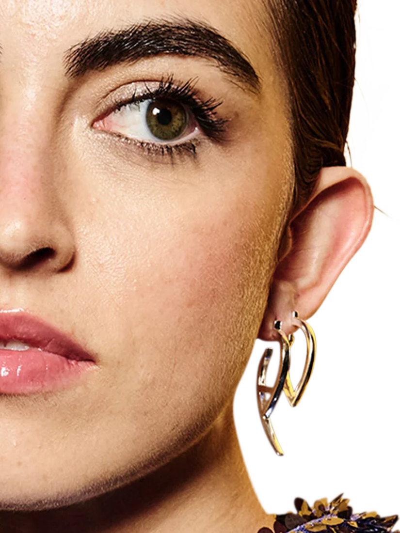 Product image 3 of 4, which shows Toolally Flick Cubic Zirconia Hoop Earrings, Silver