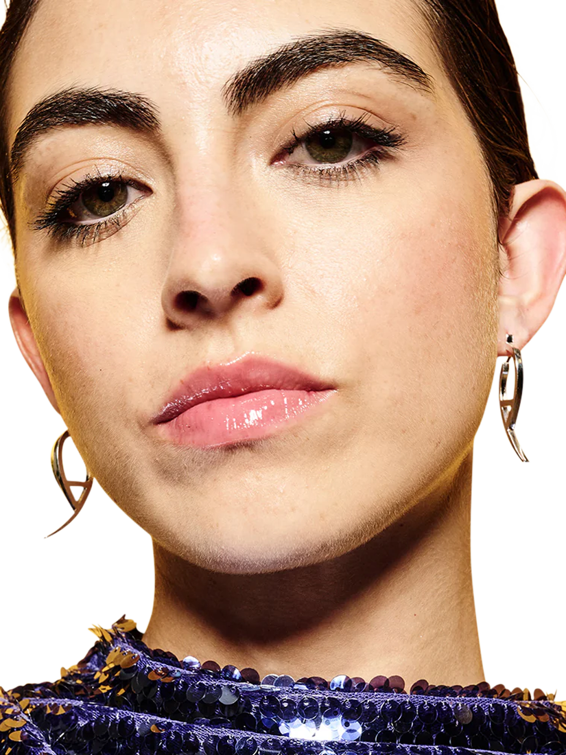 Product image 4 of 4, which shows Toolally Flick Cubic Zirconia Hoop Earrings, Silver