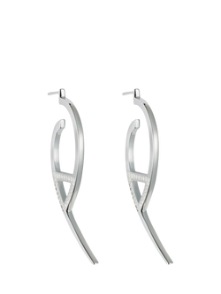 Toolally Large Flick Cubic Zirconia Hoop Earrings, Silver
