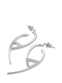 Toolally Large Flick Cubic Zirconia Hoop Earrings - view 2, Silver