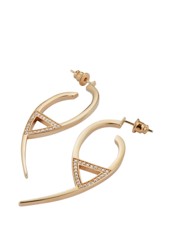 Toolally Large Flick Cubic Zirconia Hoop Earrings - view 2, Gold