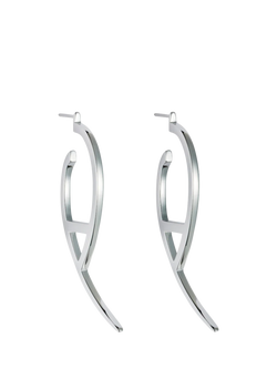 Toolally Large Flick Hoop Earrings, Silver
