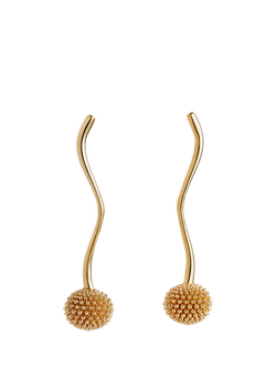 Toolally Pom Pom Long Drop Earrings, Gold