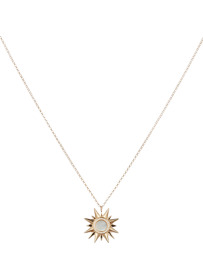 Product image 1 of 4, which shows Toolally Sunburst Pendant, Gold & Mop