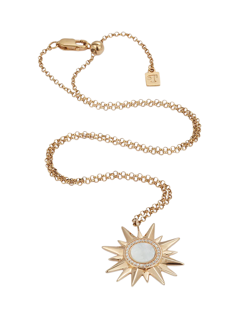Product image 2 of 4, which shows Toolally Sunburst Pendant, Gold & Mop