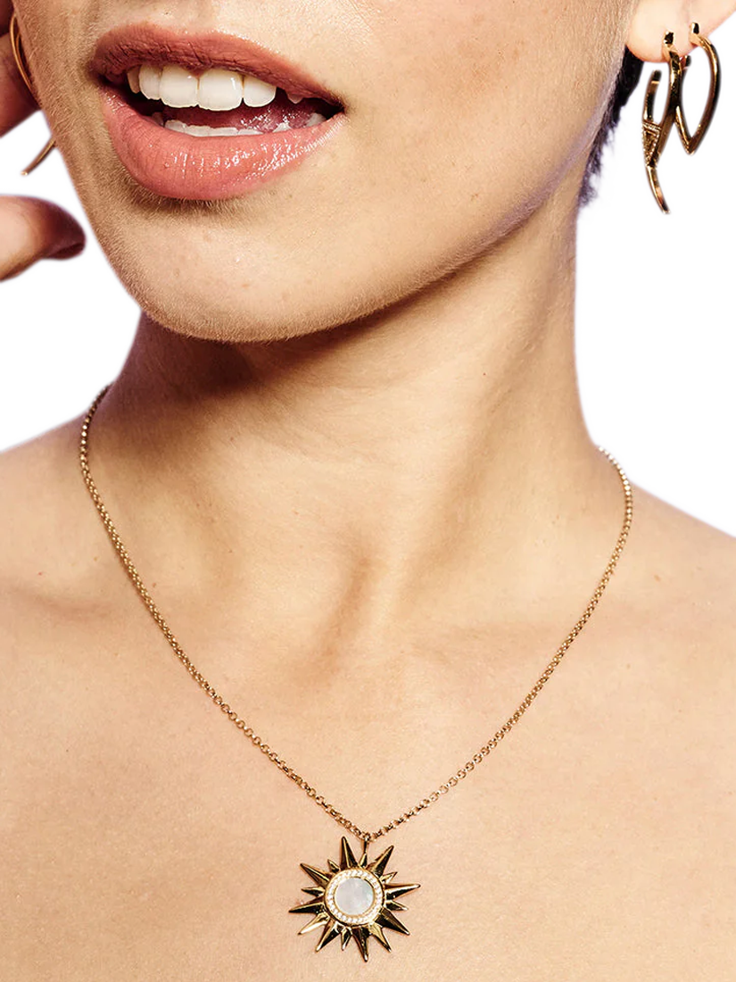 Product image 3 of 4, which shows Toolally Sunburst Pendant, Gold & Mop