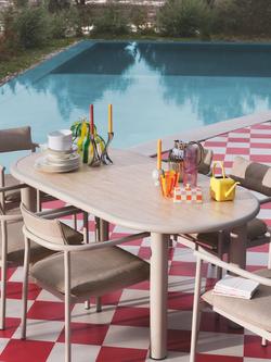 John Lewis Holte Oblong Garden Dining Table, 98cm, Beige - view 2, Beige