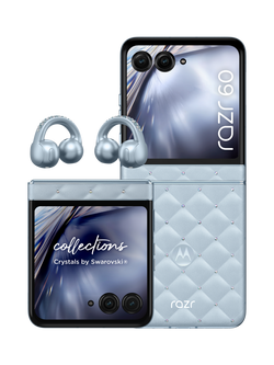 Motorola Razr 60 Foldable Smartphone, 8GB RAM, 6.9”, 5G, SIM Free, 256GB, Brilliant Collection with Crystals by Swarovski, White, White