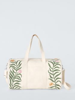 John Lewis x Anine Cecilie Iversen Embroidered Floral Weekend Bag, Green, Green