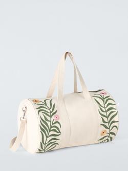 John Lewis x Anine Cecilie Iversen Embroidered Floral Weekend Bag, Green - view 2, Green