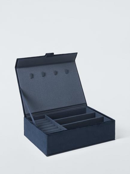 John Lewis Archive Embroidered Floral Jewellery Box, Navy - view 2, Navy