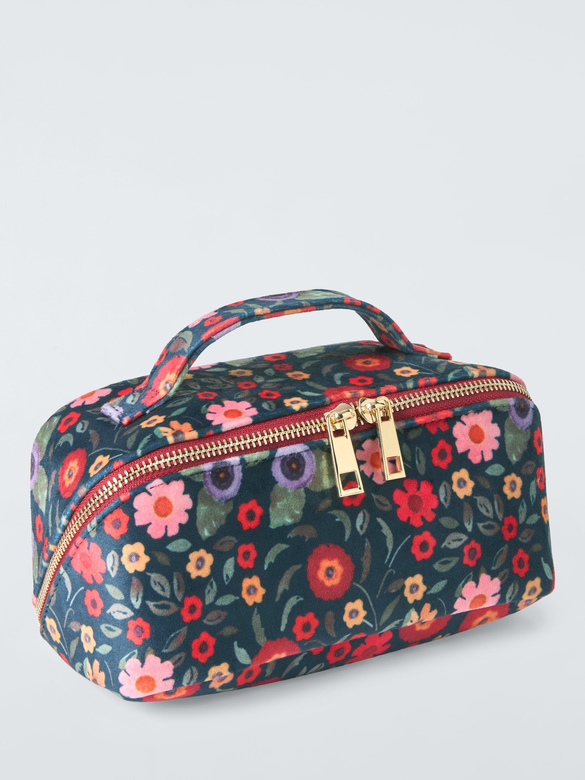 Product image 1 of 3, which shows John Lewis Archive Floral Lay Flat Makeup Bag, Navy