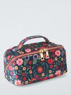 John Lewis Archive Floral Lay Flat Makeup Bag, Navy, Navy