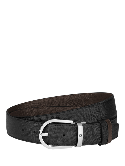 Montblanc Reversible Leather Belt, Black, Black