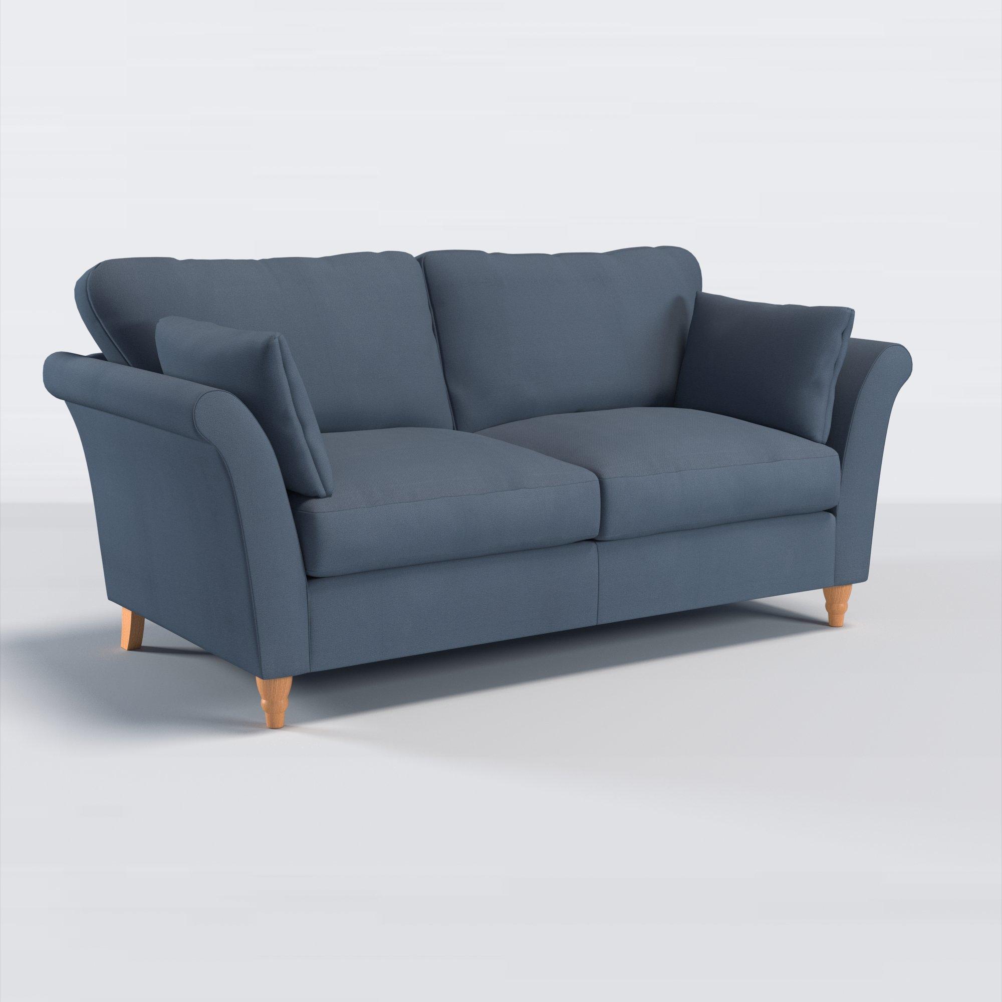 Sienna Range, John Lewis Sienna Large 3 Seater Sofa, Light Leg, Easy Clean Eco Cotton Navy