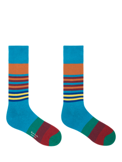Paul Smith Vareigated Stripe Cotton Blend Socks, Pack of 2, Multi - view 2, Multi Multi