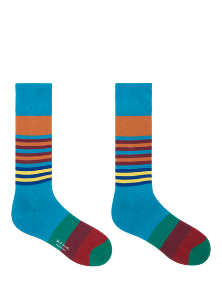 Paul Smith Vareigated Stripe Cotton Blend Socks, Pack of 2, Multi - view 2, Multi Multi